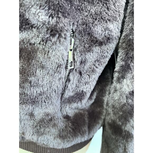 Faux Fur Brown Coat Y2K Style Retro Large Bomber Zip Up Soft Glam Old Hollywood - Picture 2 of 11